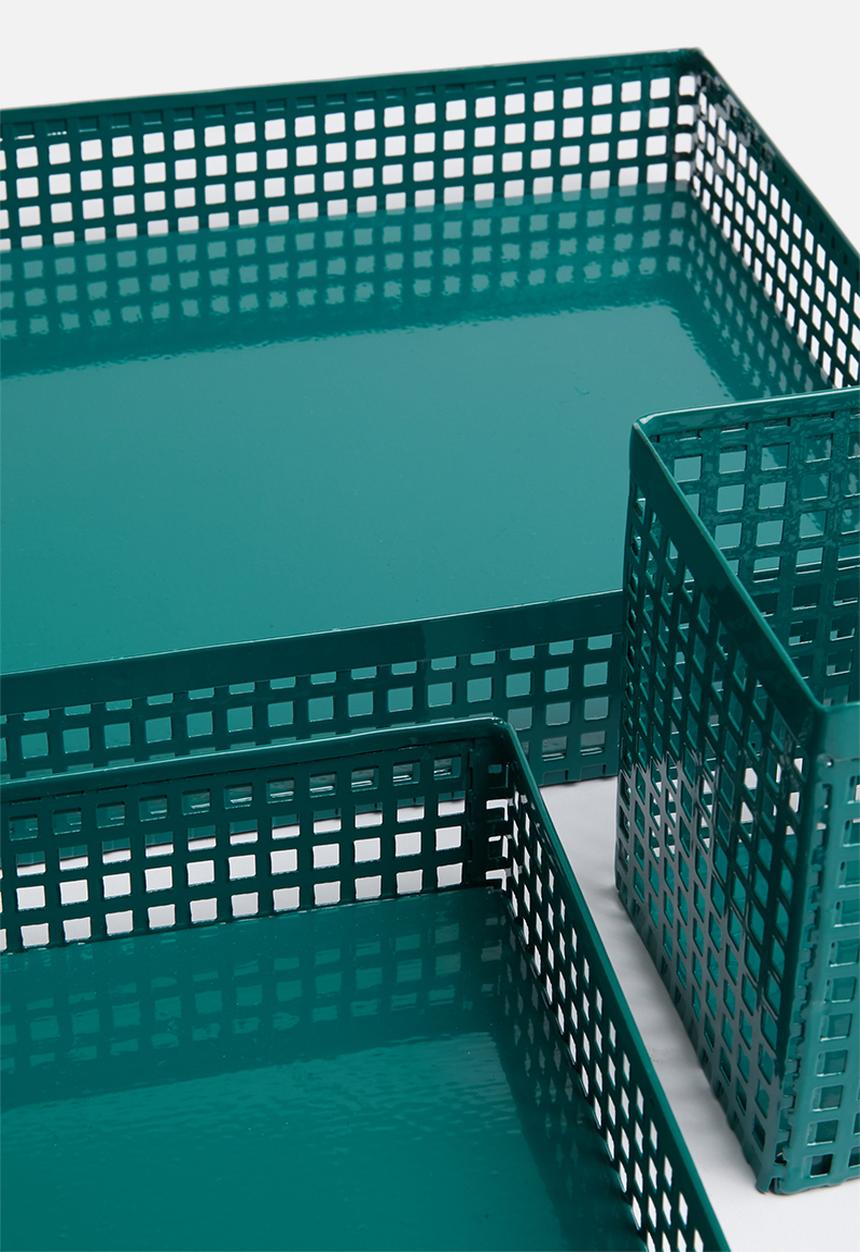 Sixth Floor - Perforated tray storage set of 3 - teal