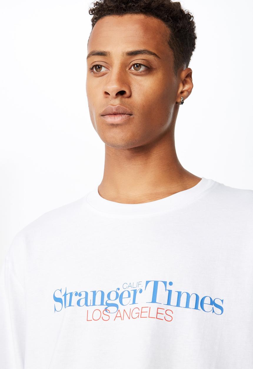 Cotton On - Stranger times Tbar long sleeve tee - white