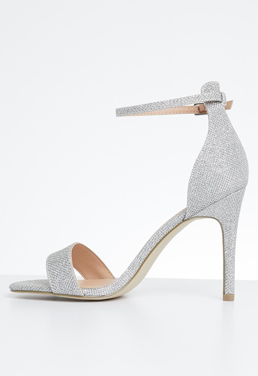 New Look - Glitter ankle strap stiletto heel - silver
