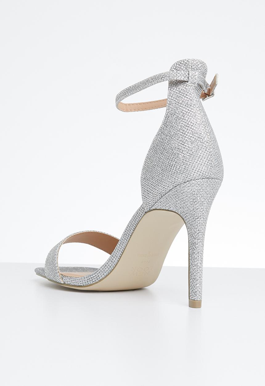 New Look - Glitter ankle strap stiletto heel - silver