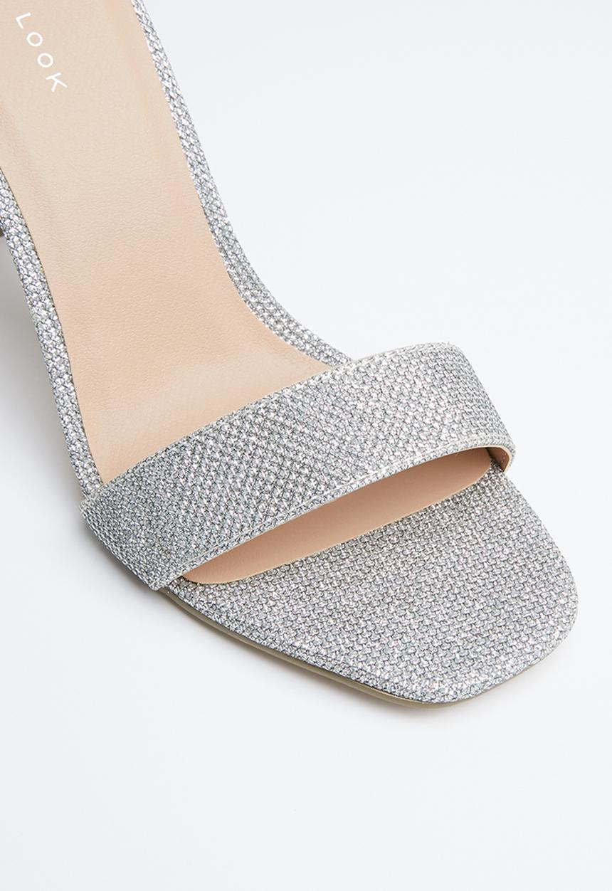 New Look - Glitter ankle strap stiletto heel - silver