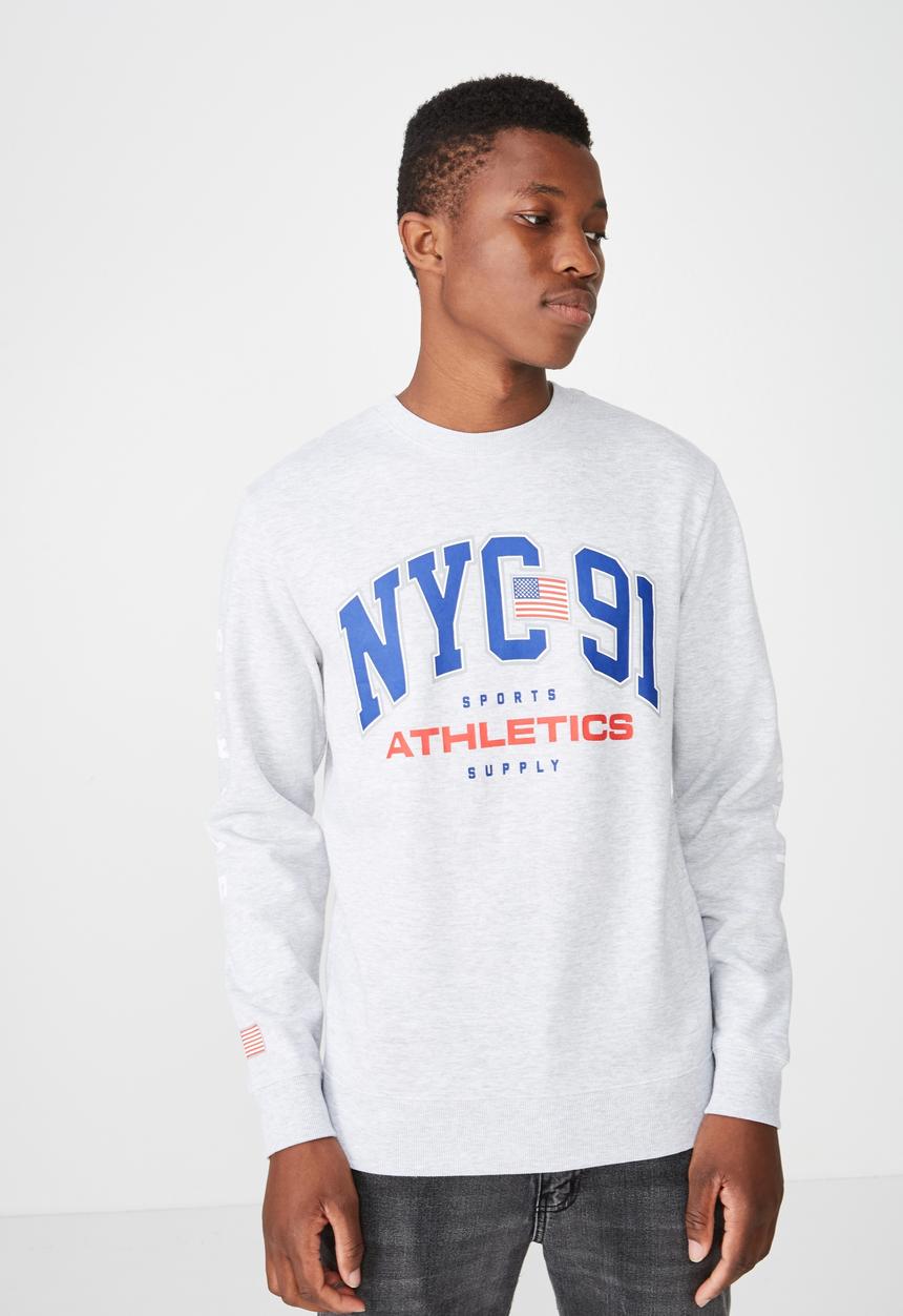 Cotton On - NYC 91 athletics crew fleece  -  grey