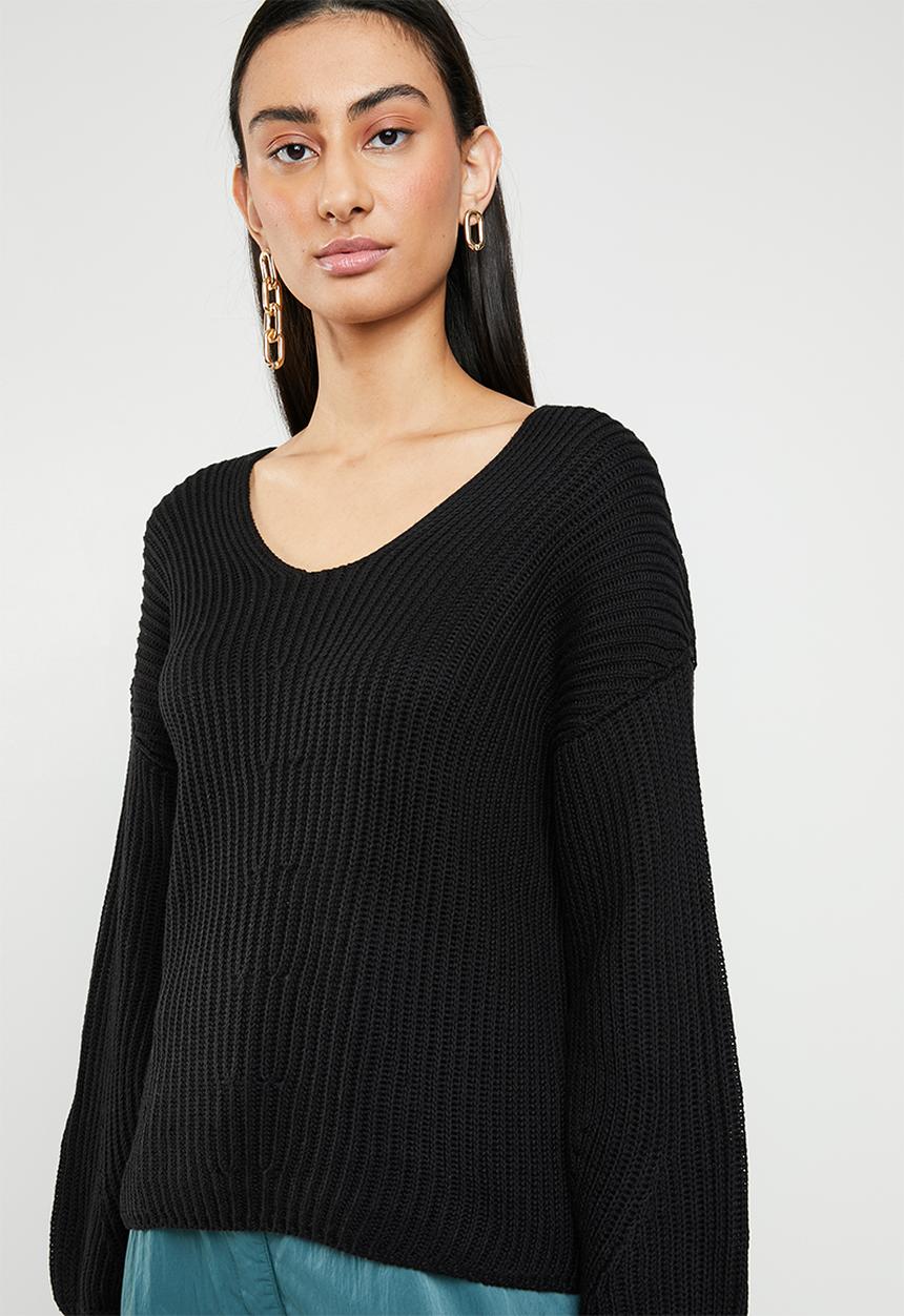ONLY - Hilde v neck pullover knit - black
