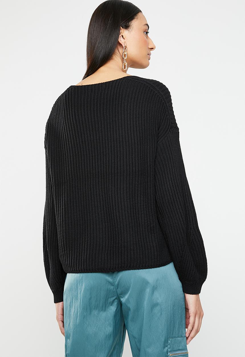 ONLY - Hilde v neck pullover knit - black