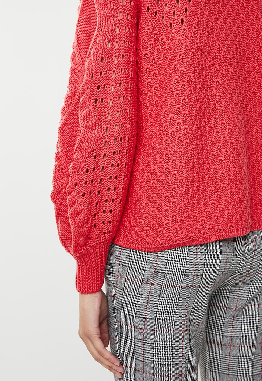 ONLY - Hilde long sleeve cable pullover - red
