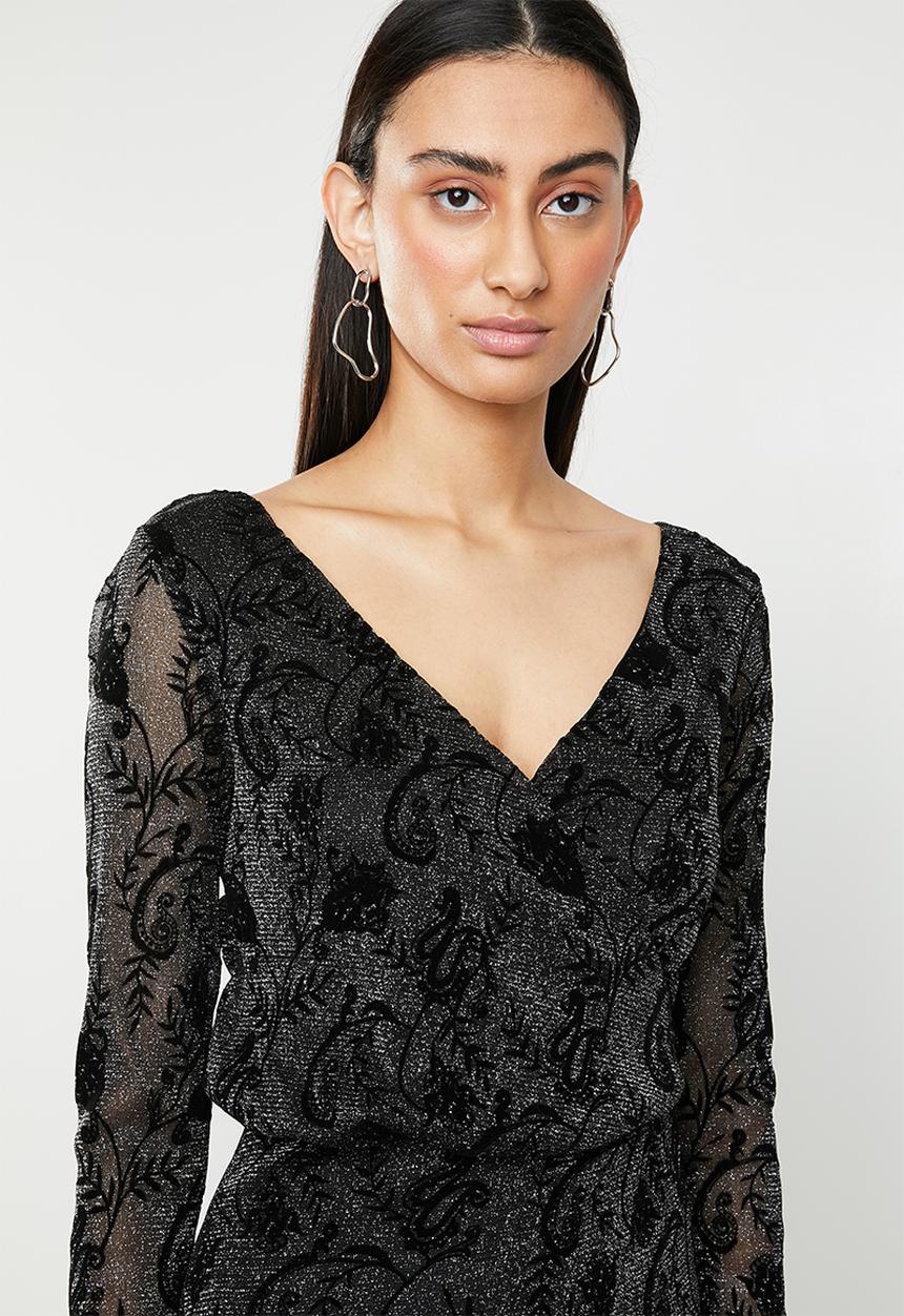 ONLY - Tayla long sleeve lace dress - black