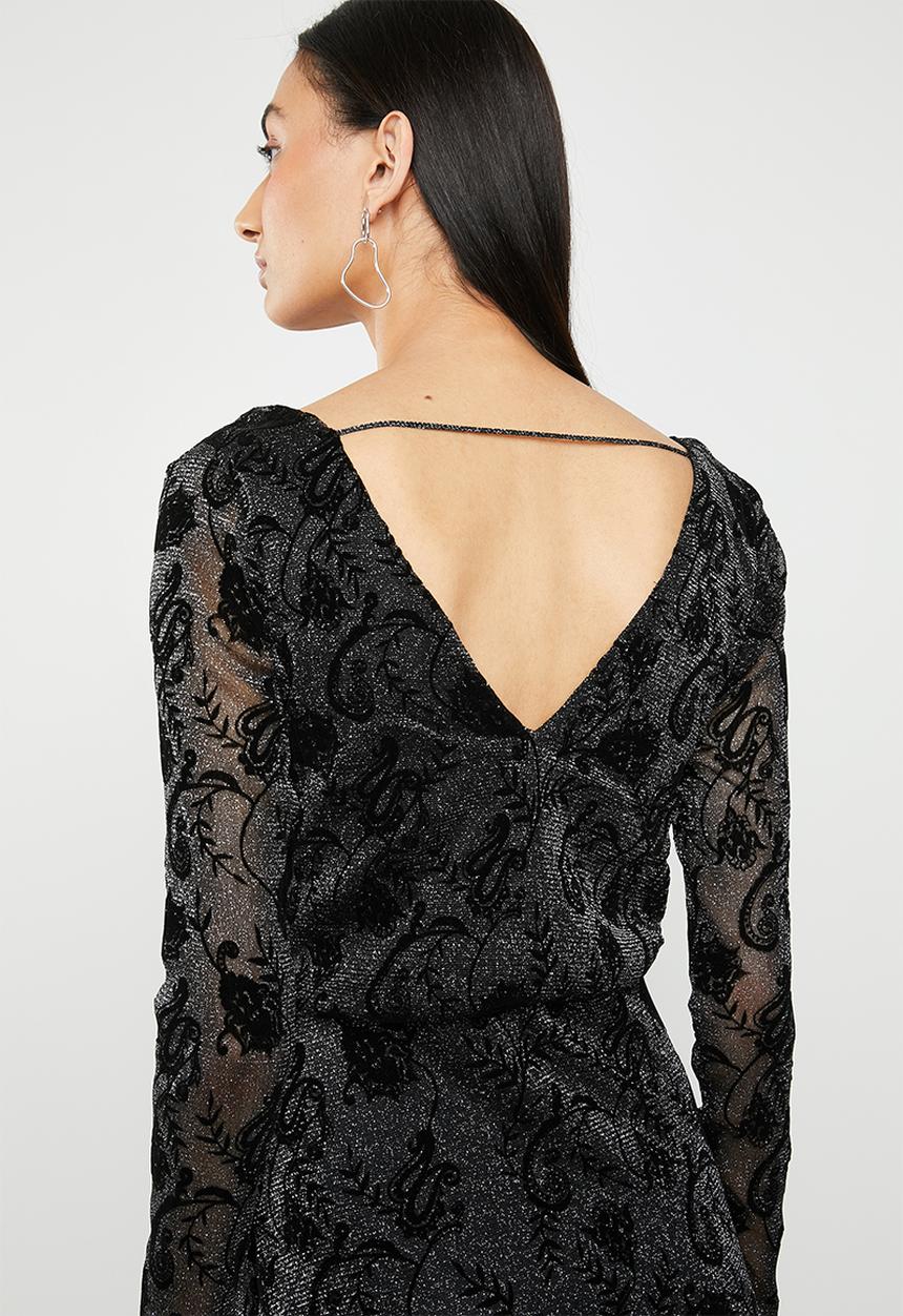 ONLY - Tayla long sleeve lace dress - black
