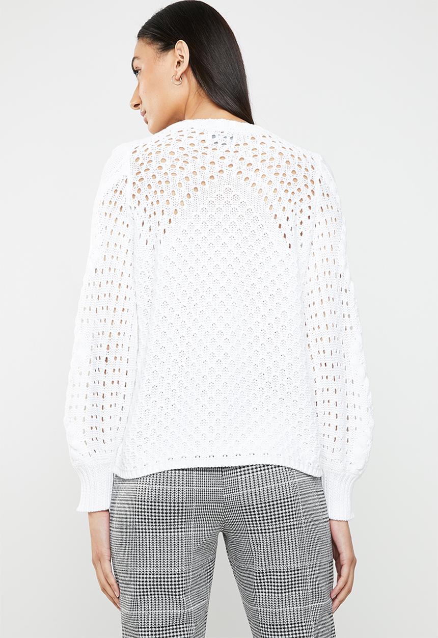 ONLY - Hilde long sleeve cable pullover - white