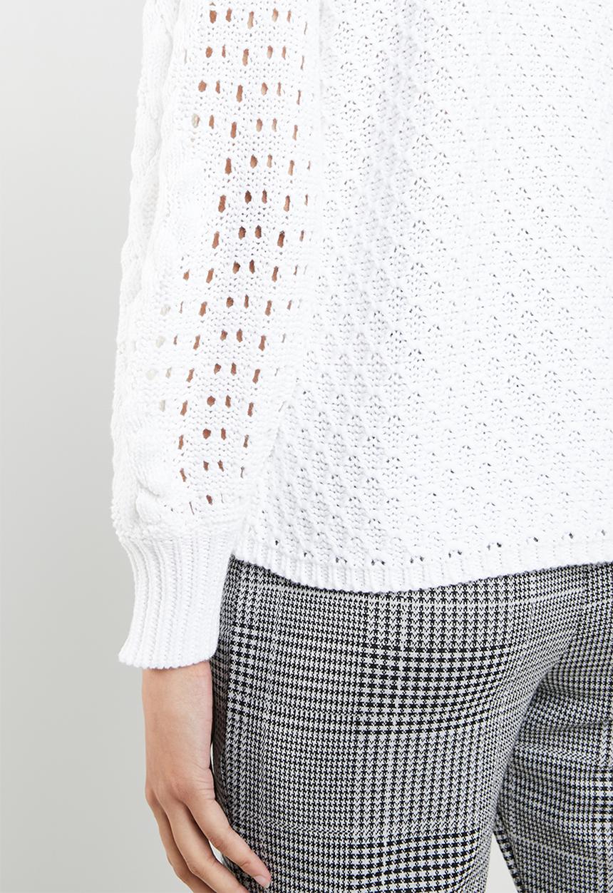 ONLY - Hilde long sleeve cable pullover - white