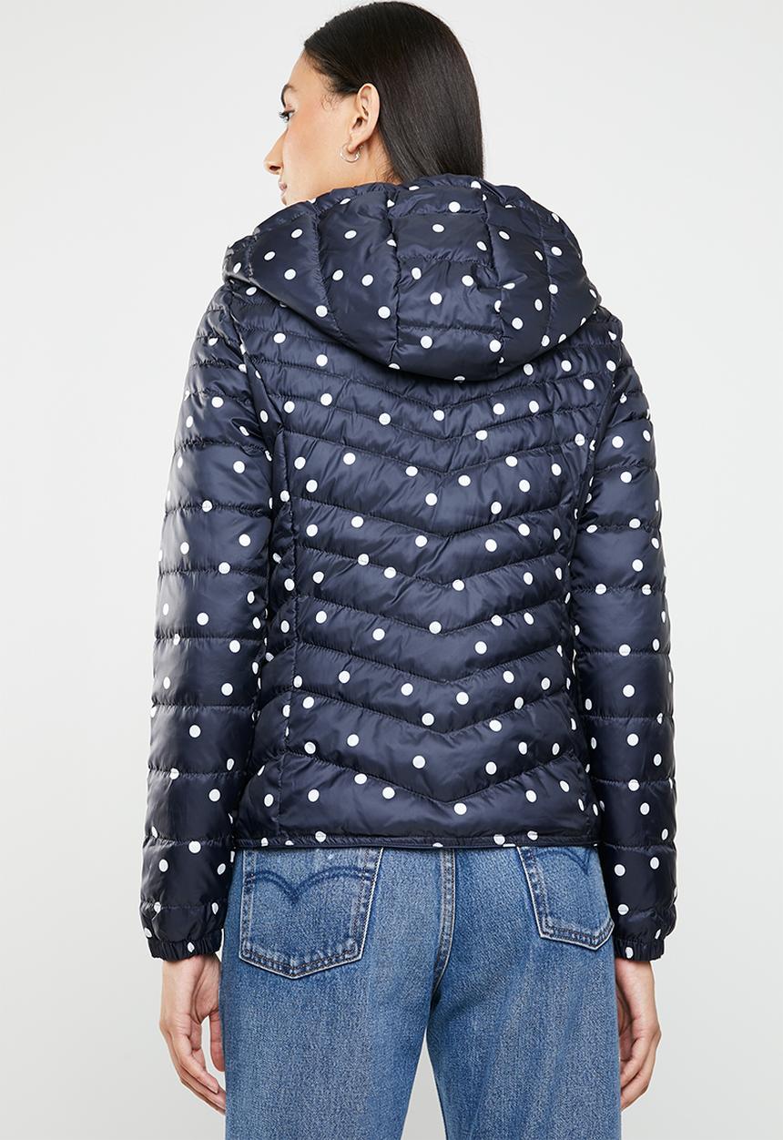 ONLY - Demi printed puffer jacket - navy & white