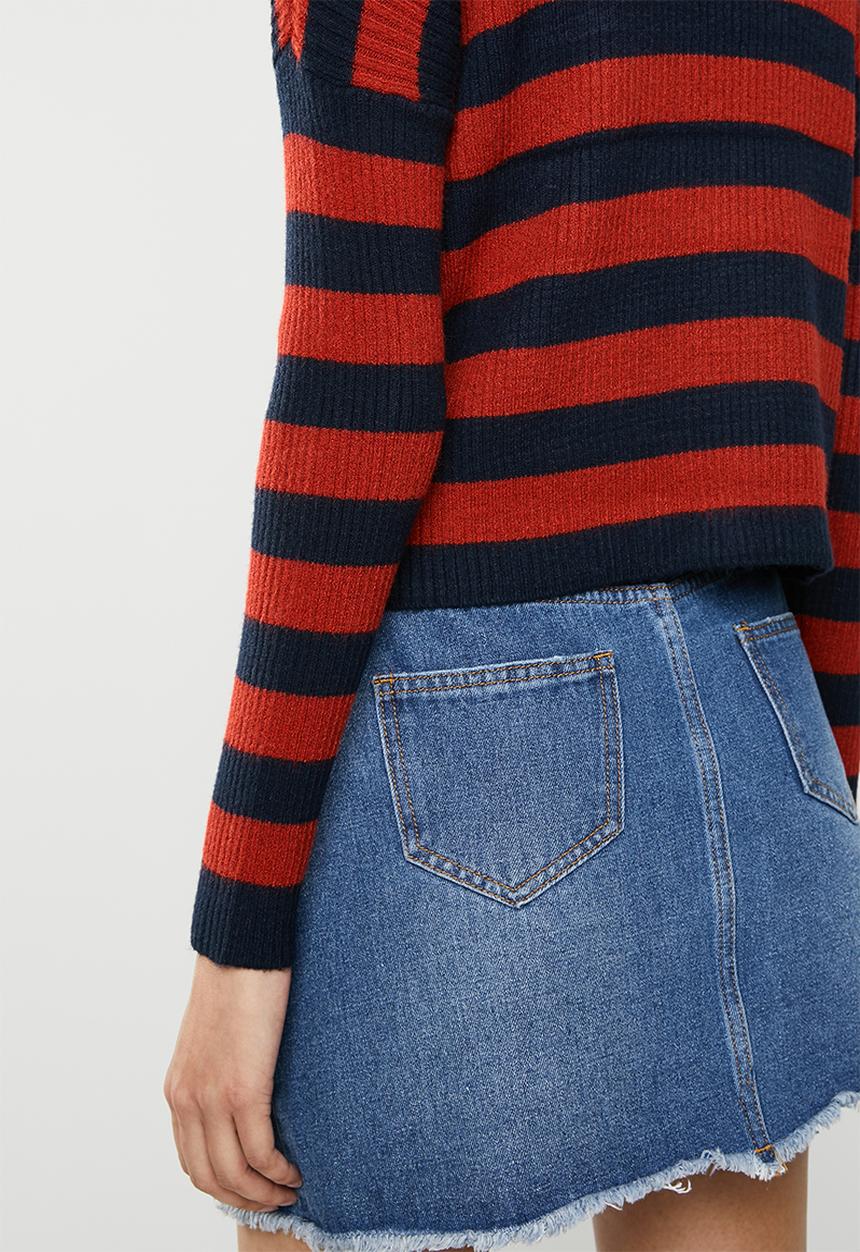 ONLY - Gwen long sleeve pullover knit - navy & red
