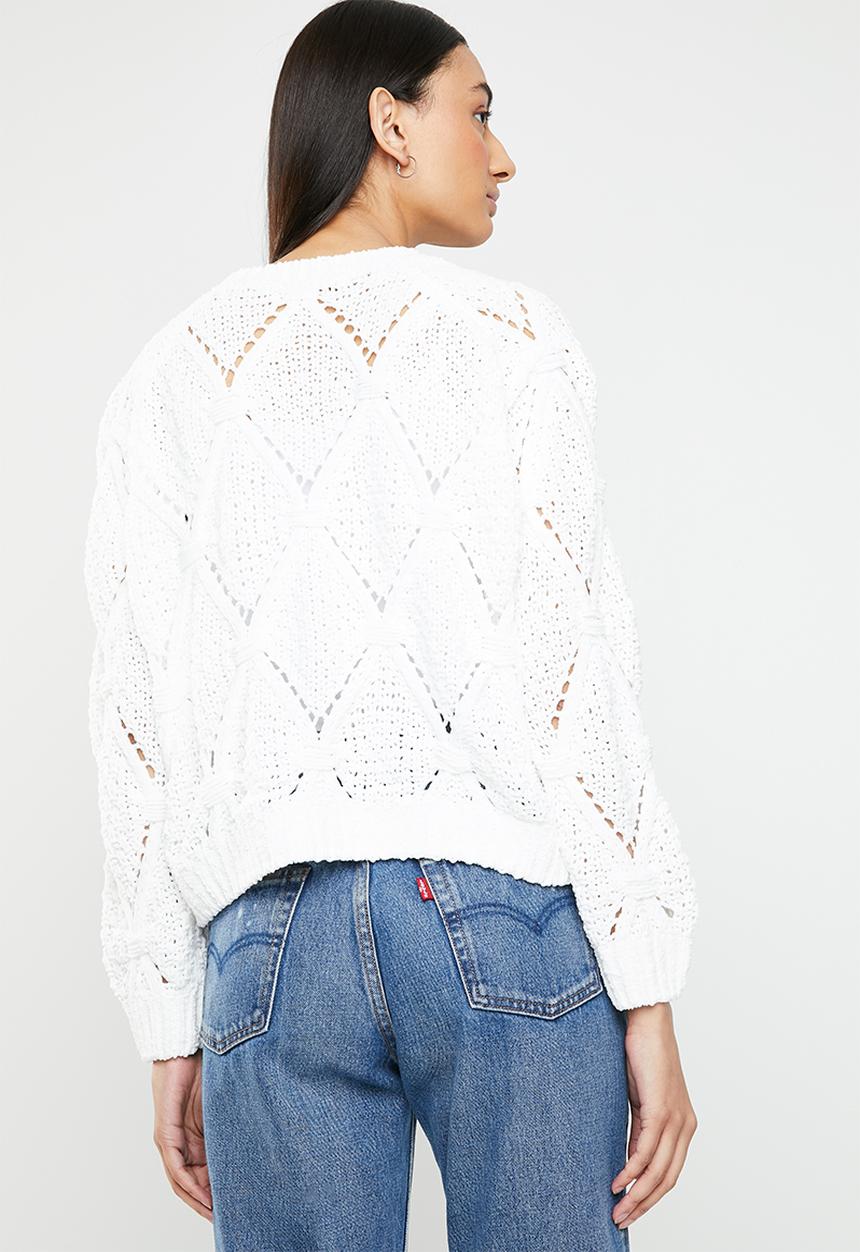 ONLY - Yasmin long sleeve structure pullover - white
