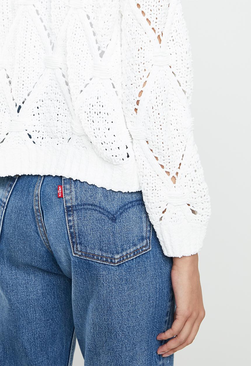 ONLY - Yasmin long sleeve structure pullover - white