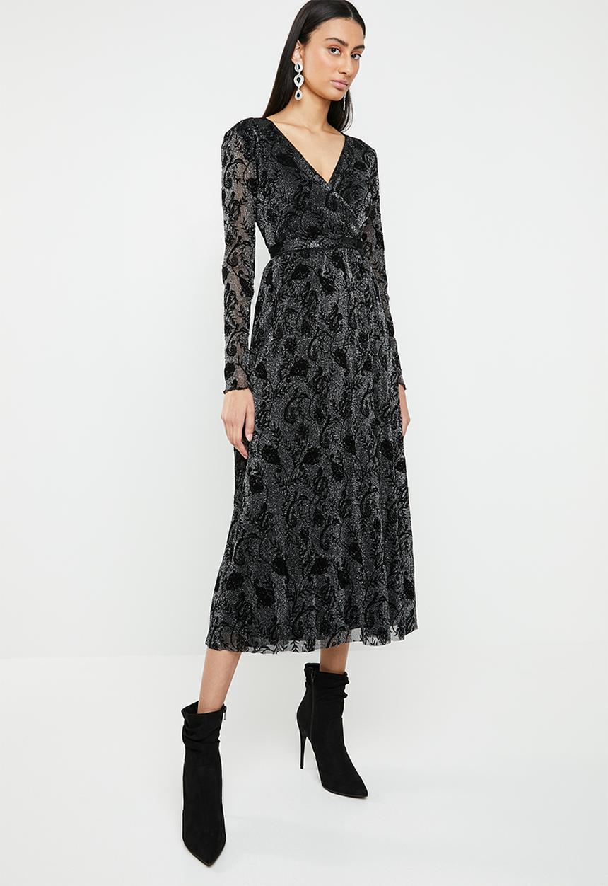 ONLY - Tayla long sleeve lace maxi dress - black