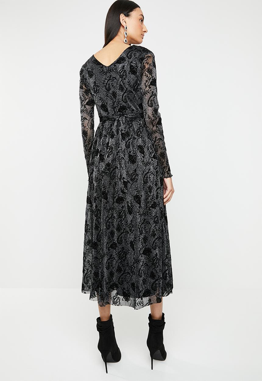 ONLY - Tayla long sleeve lace maxi dress - black
