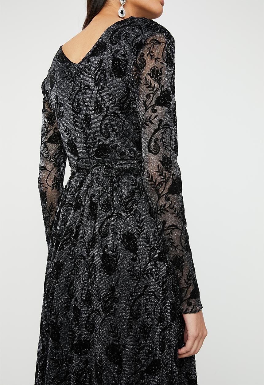 ONLY - Tayla long sleeve lace maxi dress - black