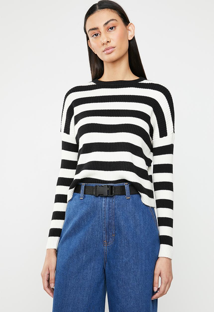 ONLY - Gwen long sleeve pullover knit - black & neutral