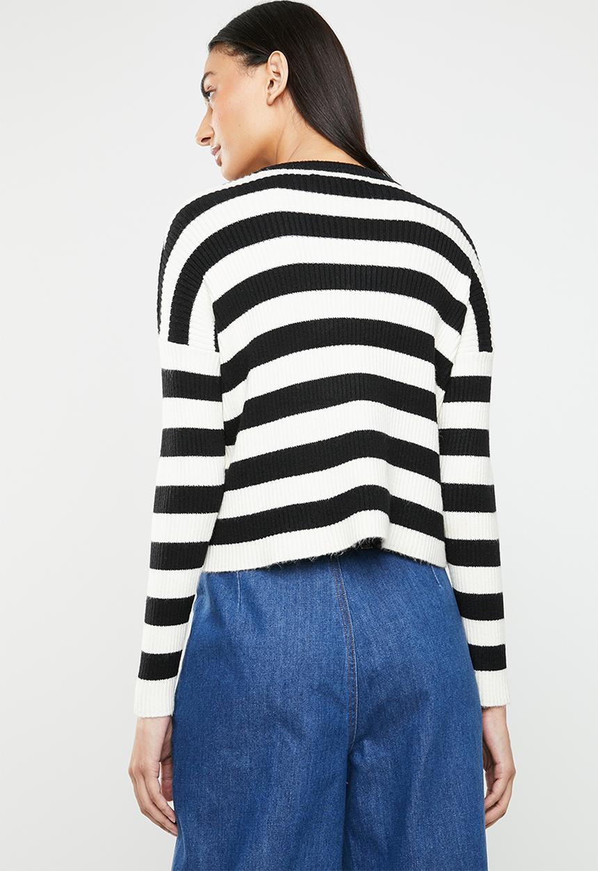 ONLY - Gwen long sleeve pullover knit - black & neutral