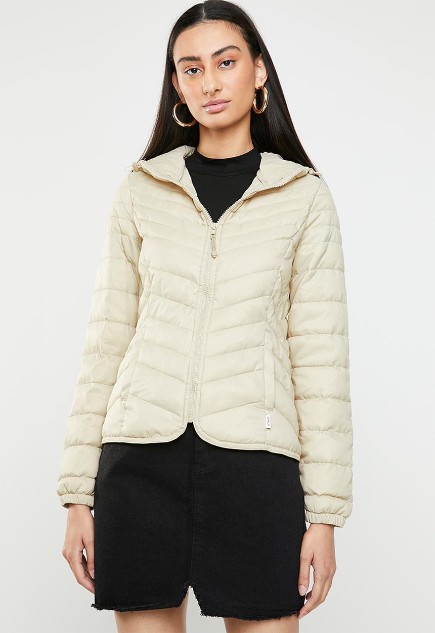 ONLY - Demi hooded puffa jacket - beige