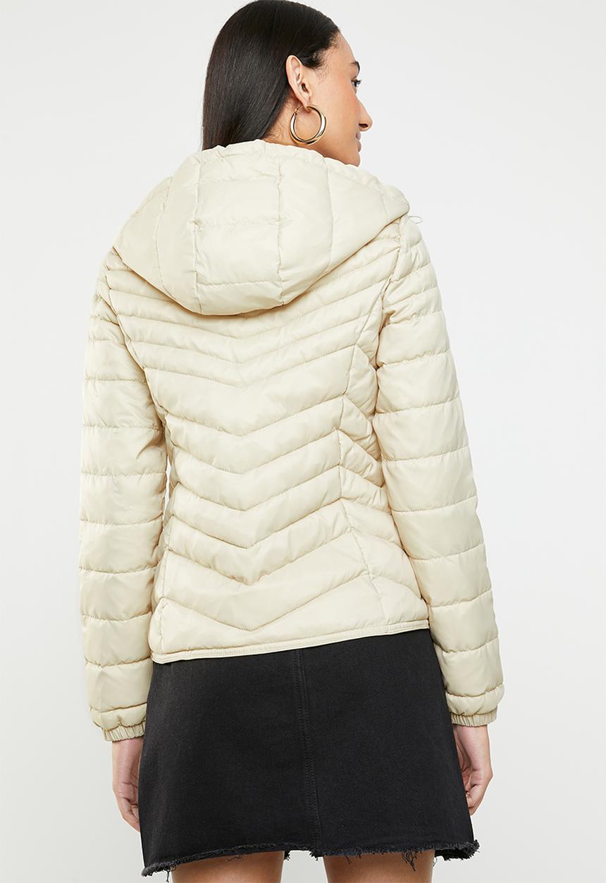 ONLY - Demi hooded puffa jacket - beige