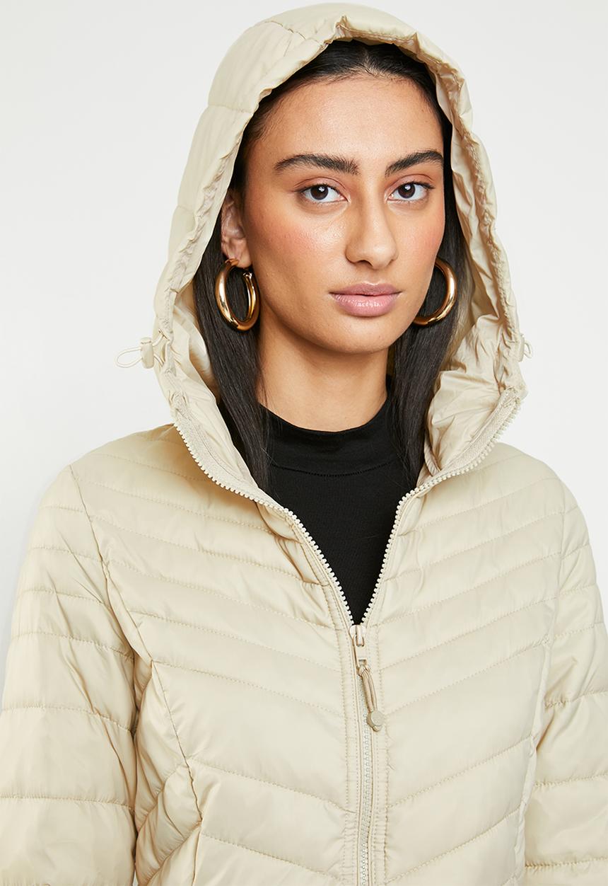 ONLY - Demi hooded puffa jacket - beige