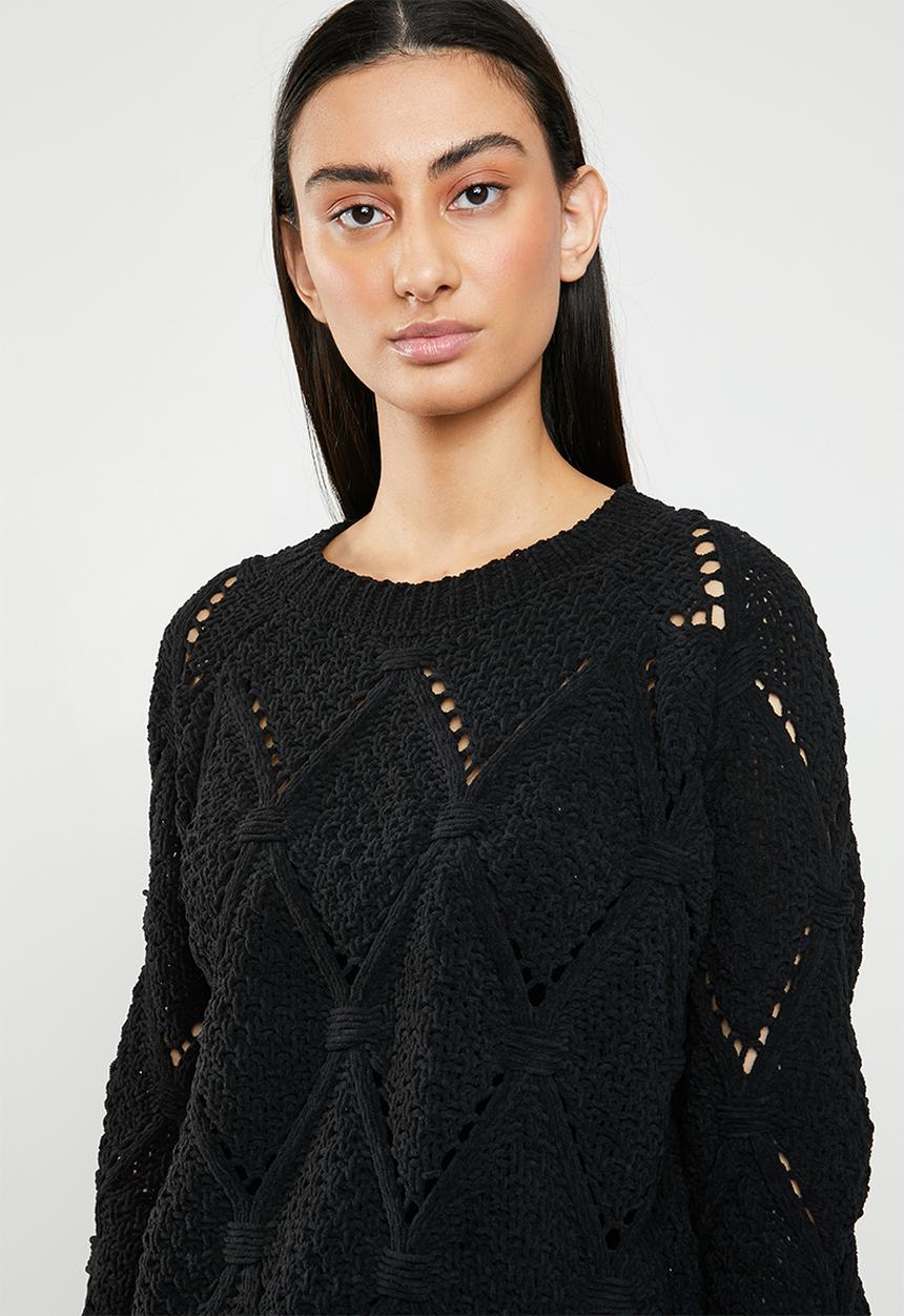 ONLY - Yasmin long sleeve structure pullover - black