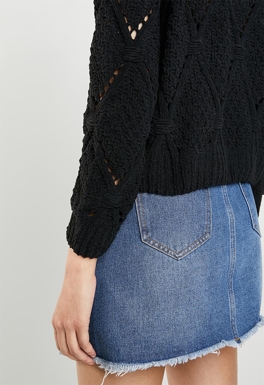 ONLY - Yasmin long sleeve structure pullover - black