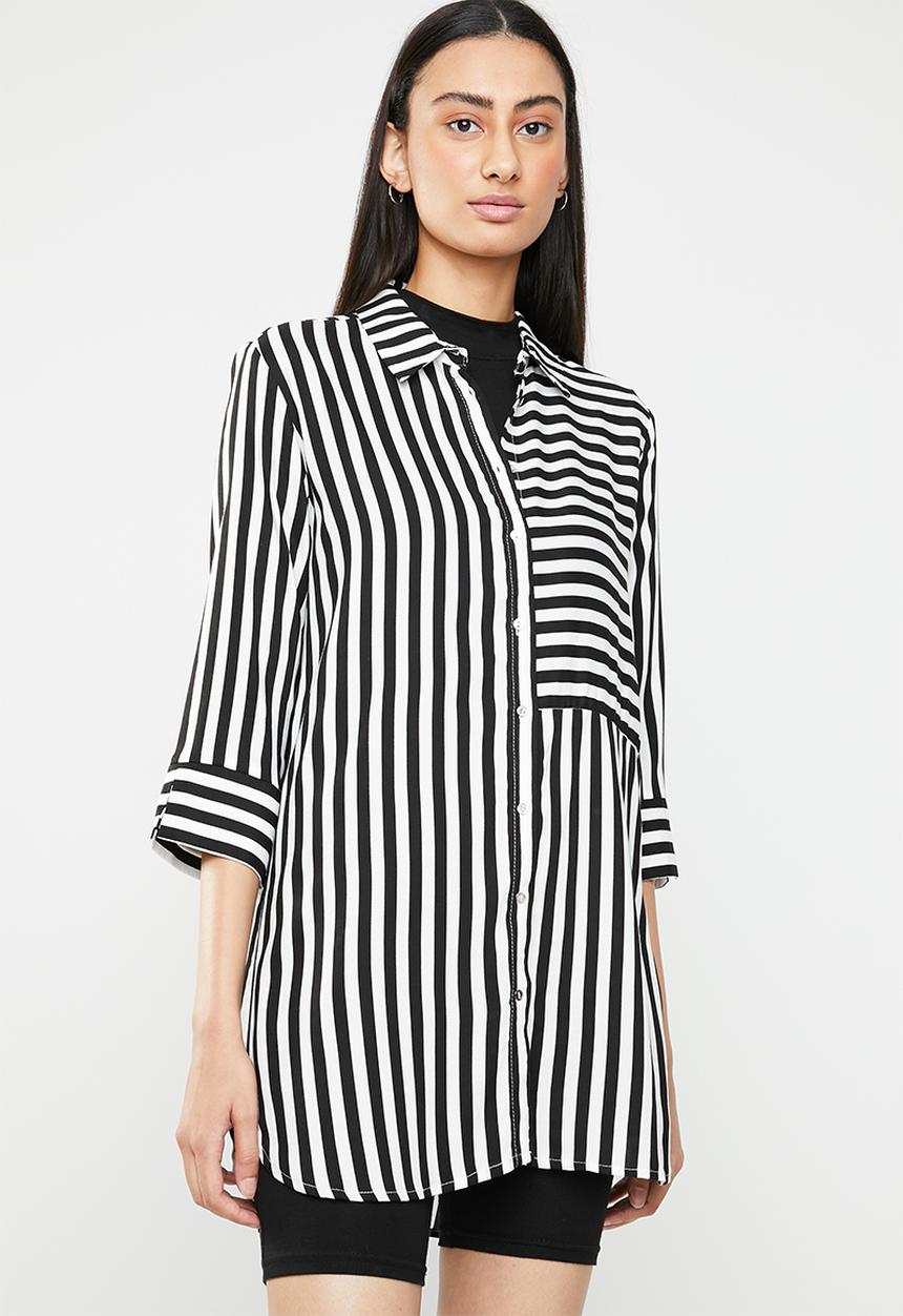 ONLY - Siri 3/4 striped shirt - black
