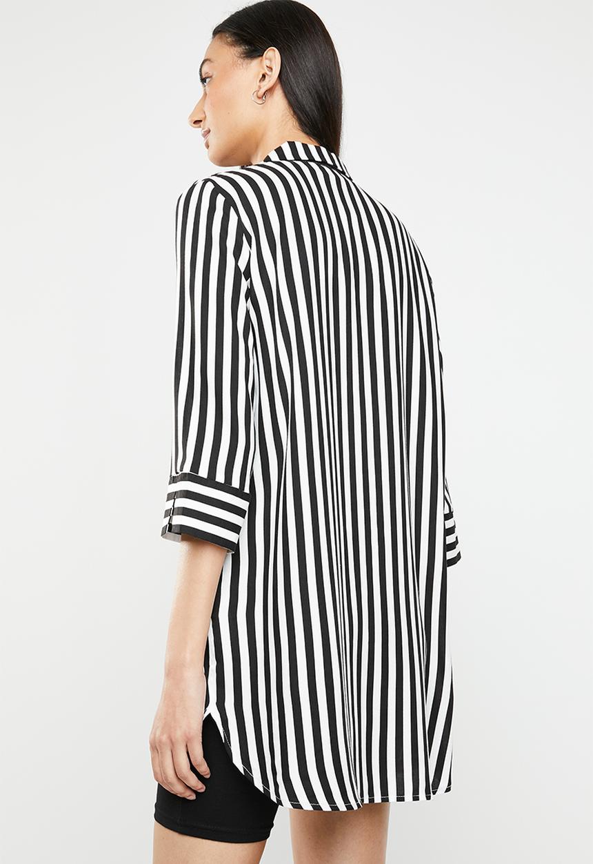 ONLY - Siri 3/4 striped shirt - black