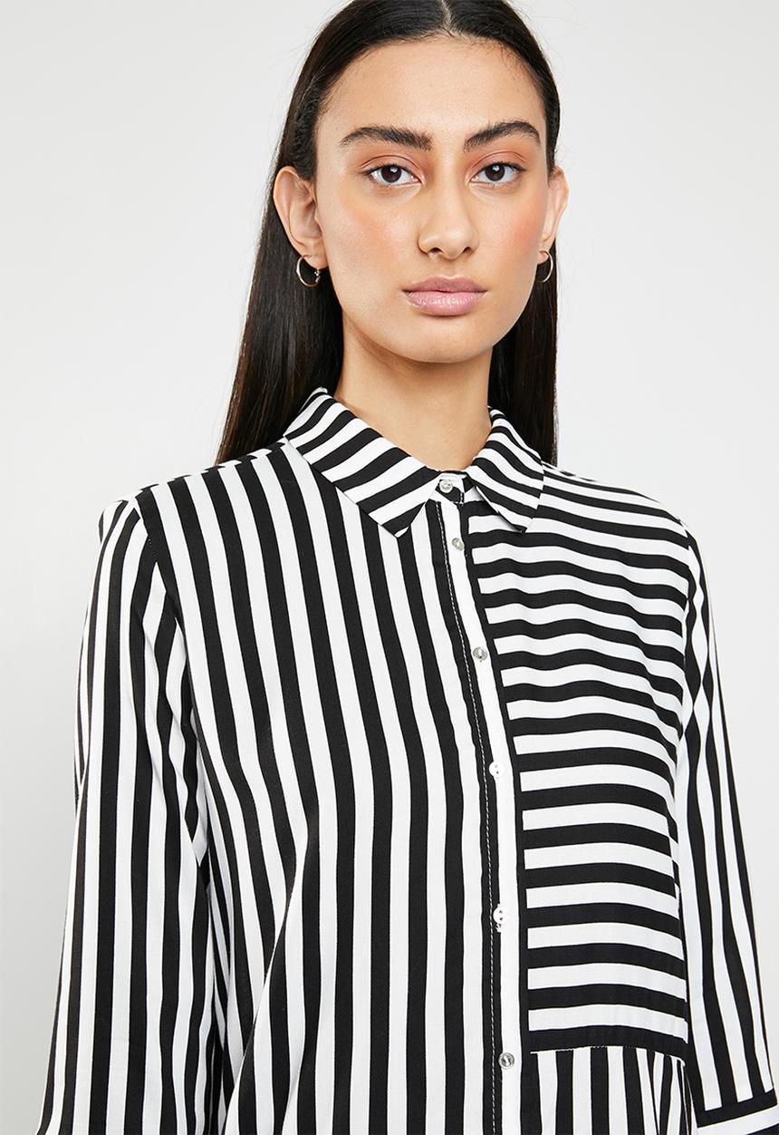 ONLY - Siri 3/4 striped shirt - black