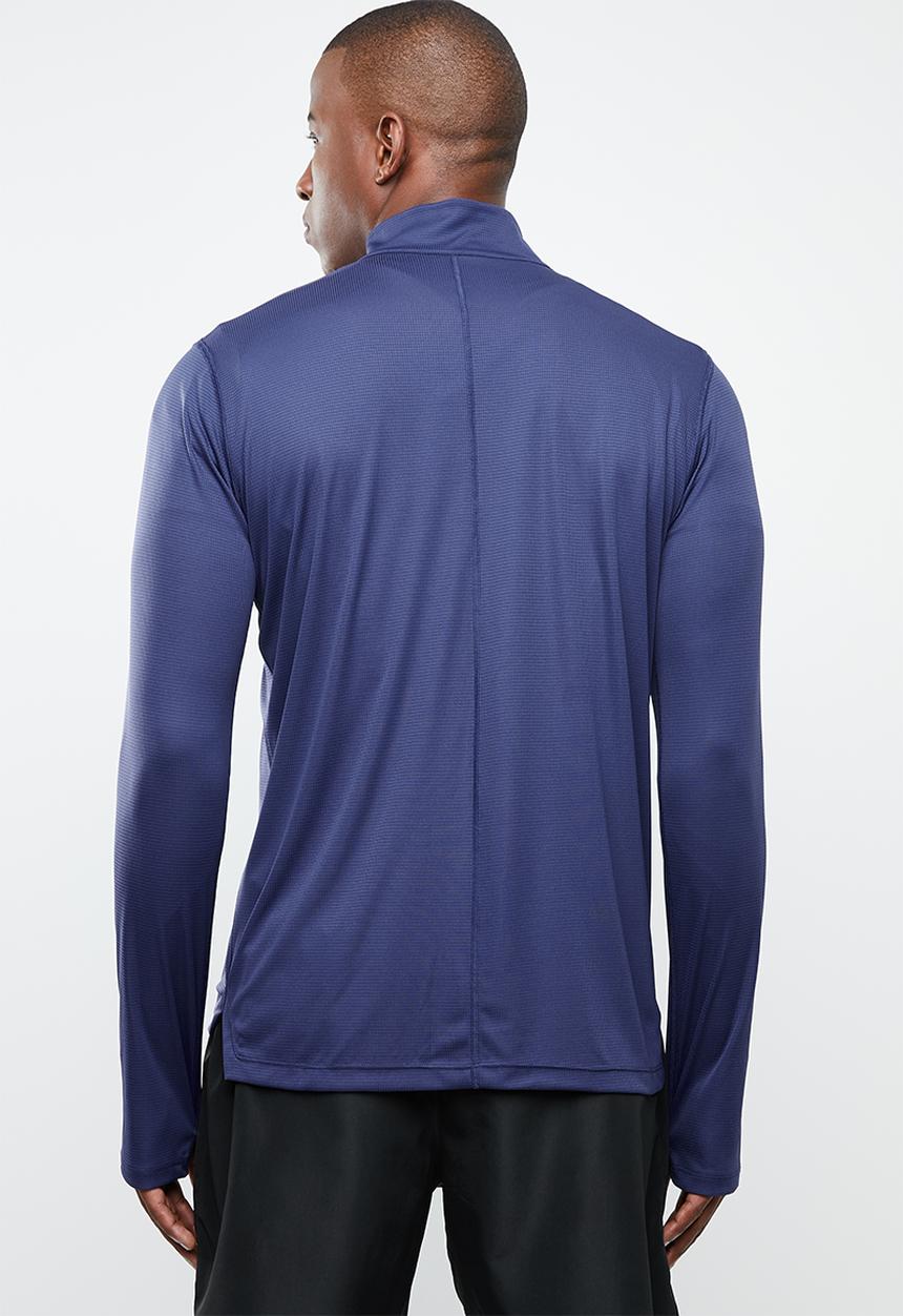 ASICS - Silver long sleeve 1/4 zip top - navy