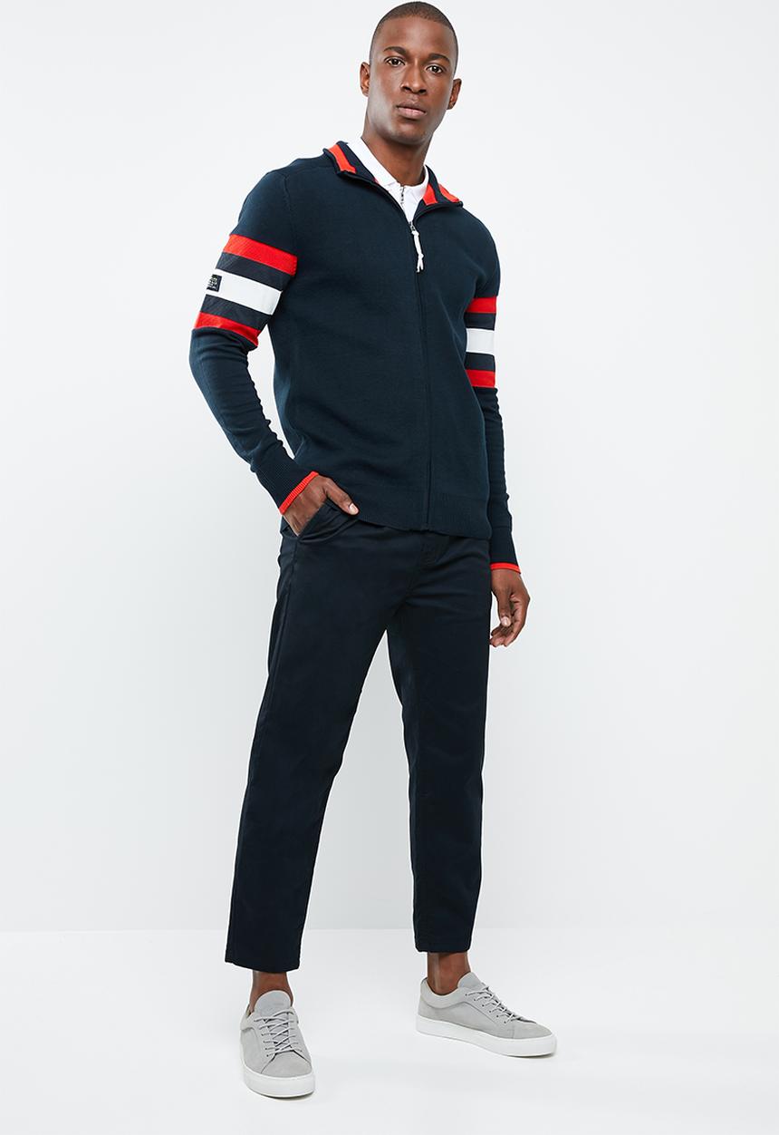 Jack & Jones - Clark knit kigh neck full-zip sweater - navy