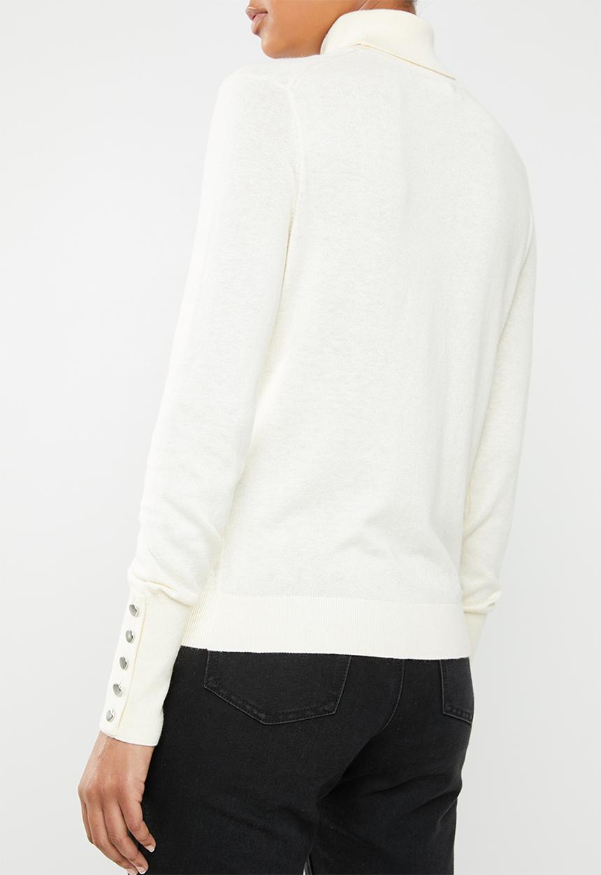 Vero Moda - Milda long sleeve rollneck button knit - neutral 
