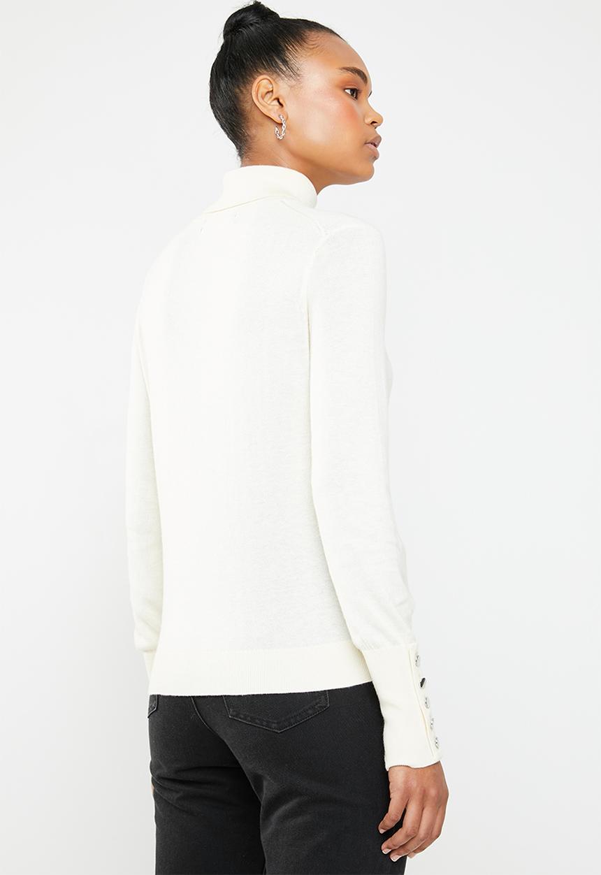 Vero Moda - Milda long sleeve rollneck button knit - neutral 