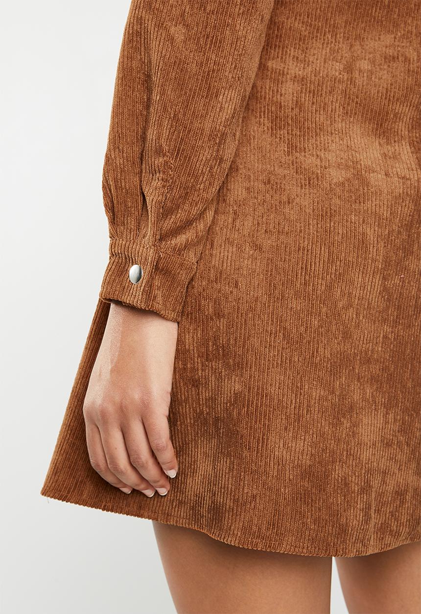 Missguided - Corduroy skater shirt dress - brown