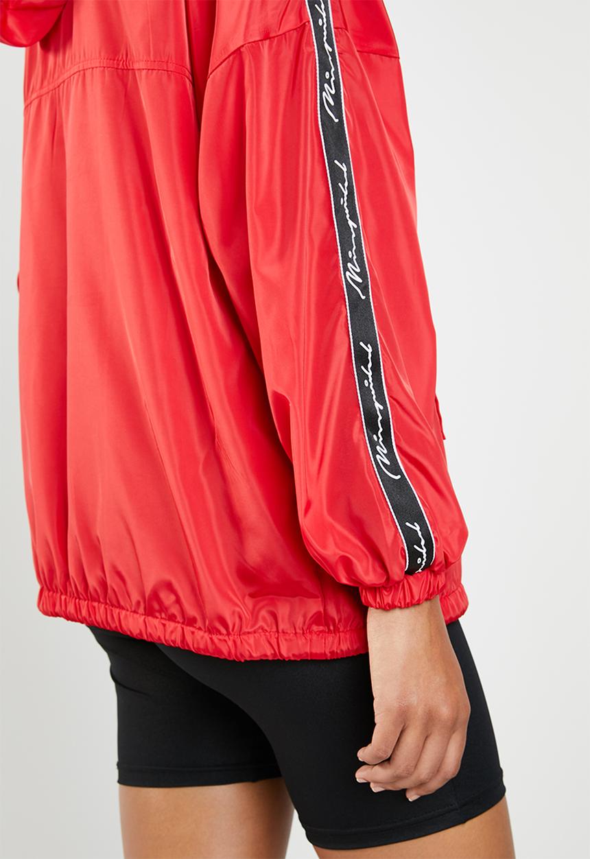Missguided - Hooded half zip windbreaker - red
