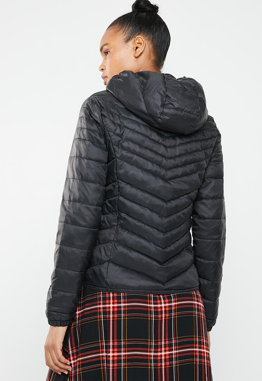 ONLY - Demi hooded puffa jacket - black