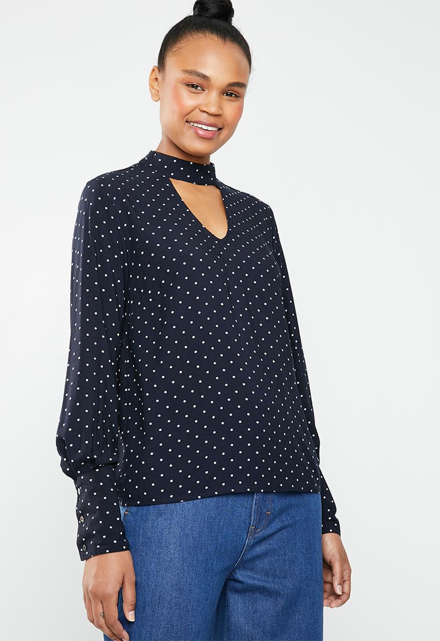 ONLY - Mesa choker top - navy & white