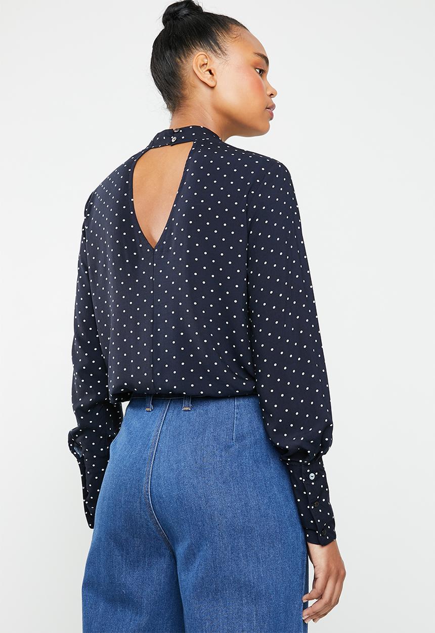 ONLY - Mesa choker top - navy & white