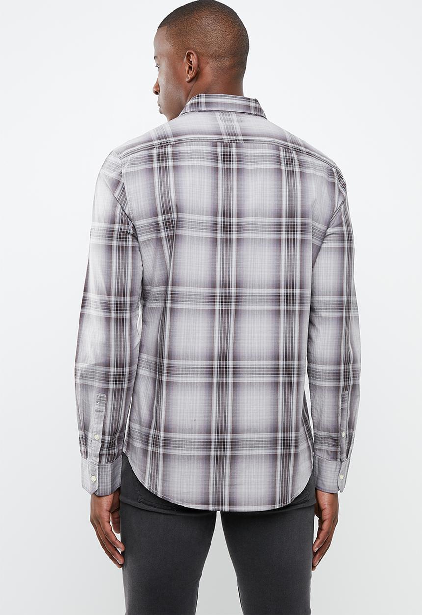 STYLE REPUBLIC - Button-up long sleeve check shirt - grey 