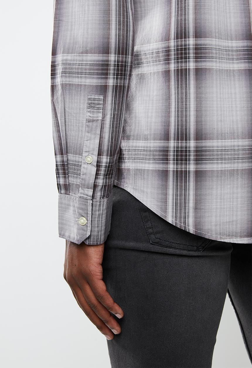 STYLE REPUBLIC - Button-up long sleeve check shirt - grey 