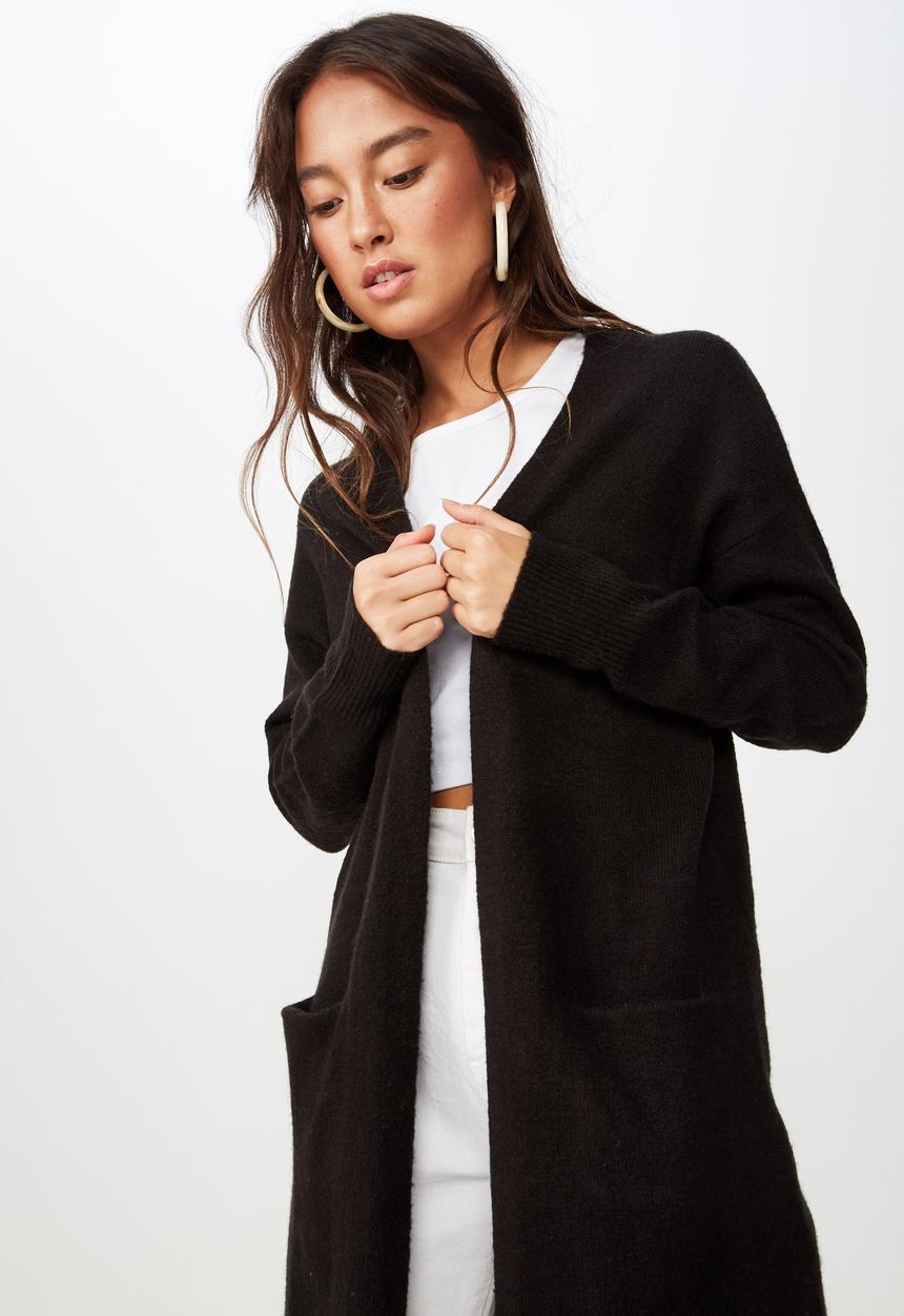 Cotton On - Split back cardi - black