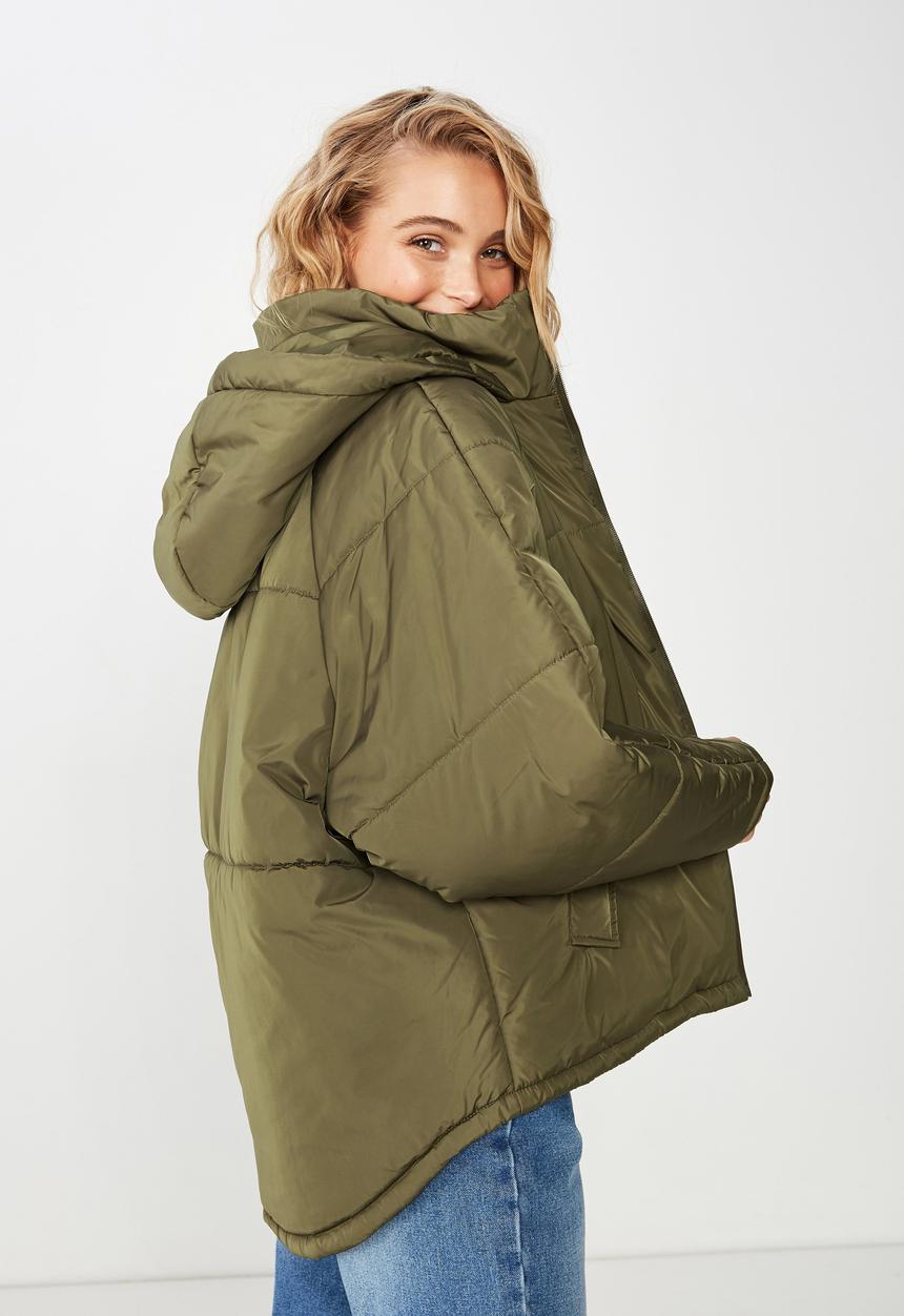 Cotton On - Rudi raglan puffer - khaki