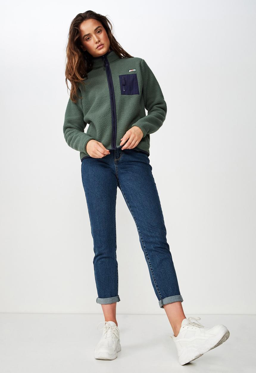 Cotton On - Zip thru polar fleeze - green & navy 