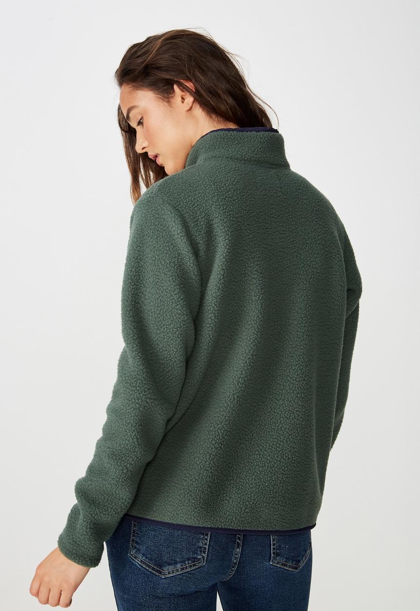 Cotton On - Zip thru polar fleeze - green & navy 