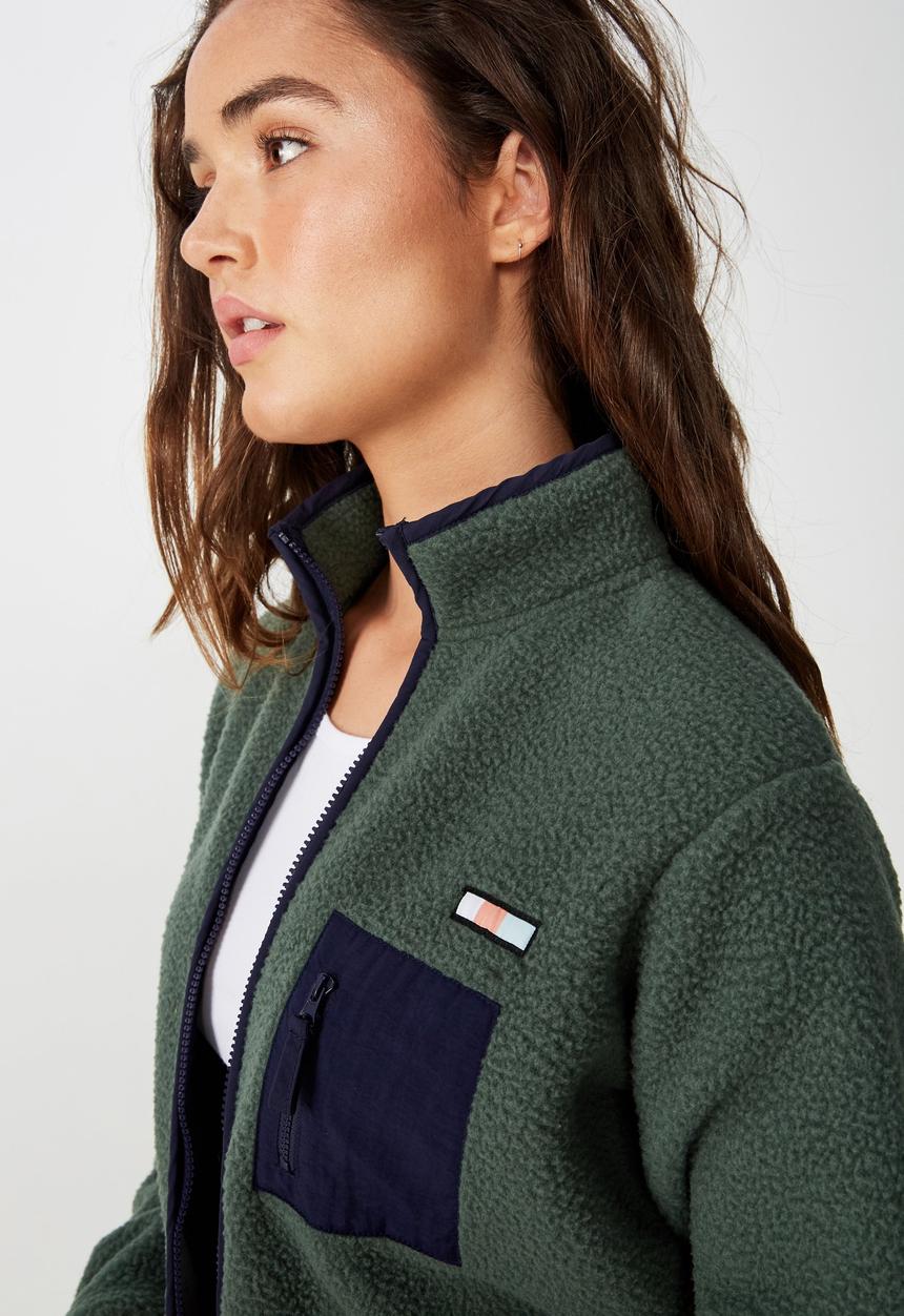 Cotton On - Zip thru polar fleeze - green & navy 