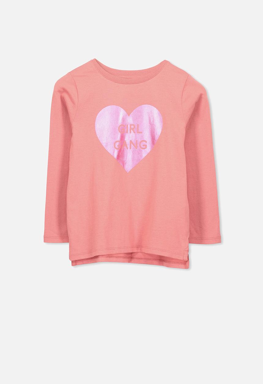 Cotton On - Penelope long sleeve  heart tee- pink
