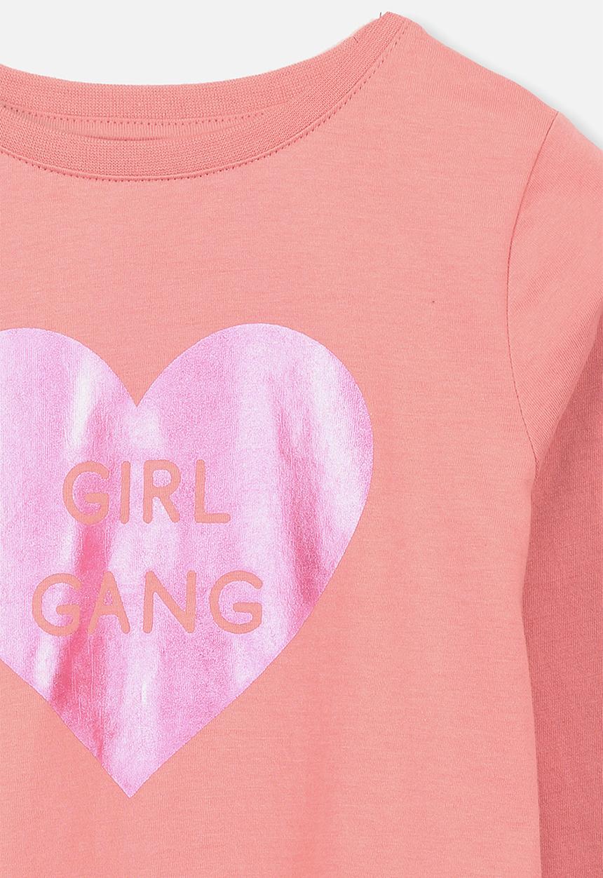 Cotton On - Penelope long sleeve  heart tee- pink