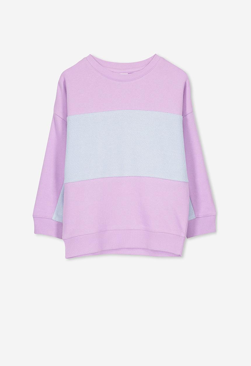 Cotton On - Premium spliced crew - purple & grey