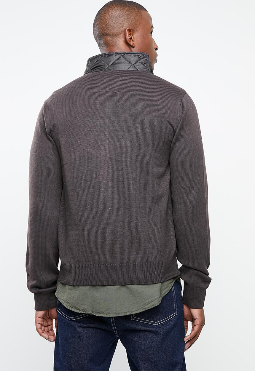 STYLE REPUBLIC - Quilted front zip jacket - brown
